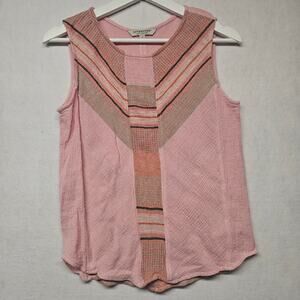 Liverpool Women's Sleeveless Scoop Neck Popover blouse Front Woven Panel Size S